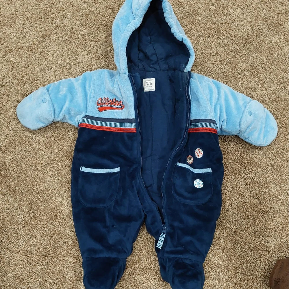 CARTER'S All Star Blue Pram Fleece Snowsuit